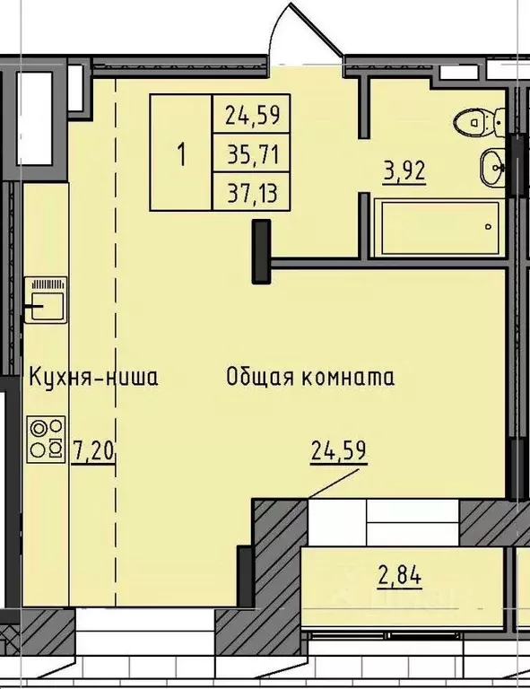 1-к кв. Саха (Якутия), Якутск 37-й кв-л,  (37.13 м) - Фото 0