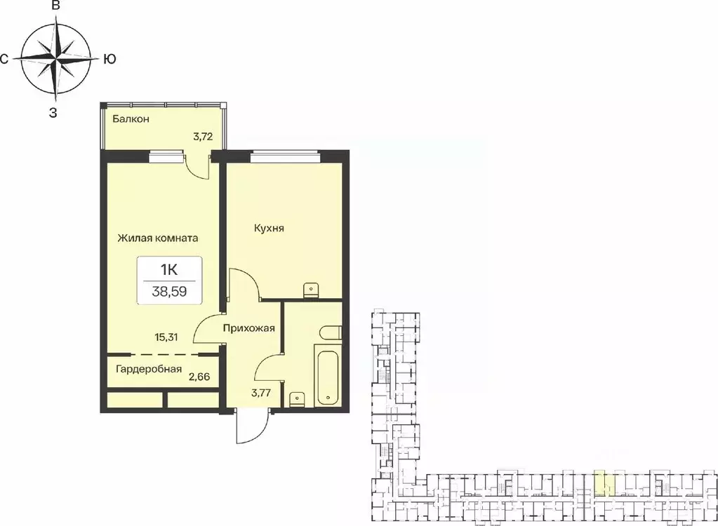 1-к кв. Ленинградская область, Всеволожский район, Заневское городское ... - Фото 1