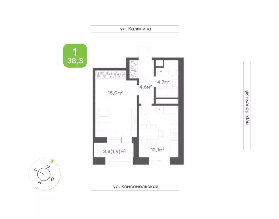 1-к кв. Хабаровский край, Хабаровск Клубный Дом на Калинина жилой ... - Фото 1