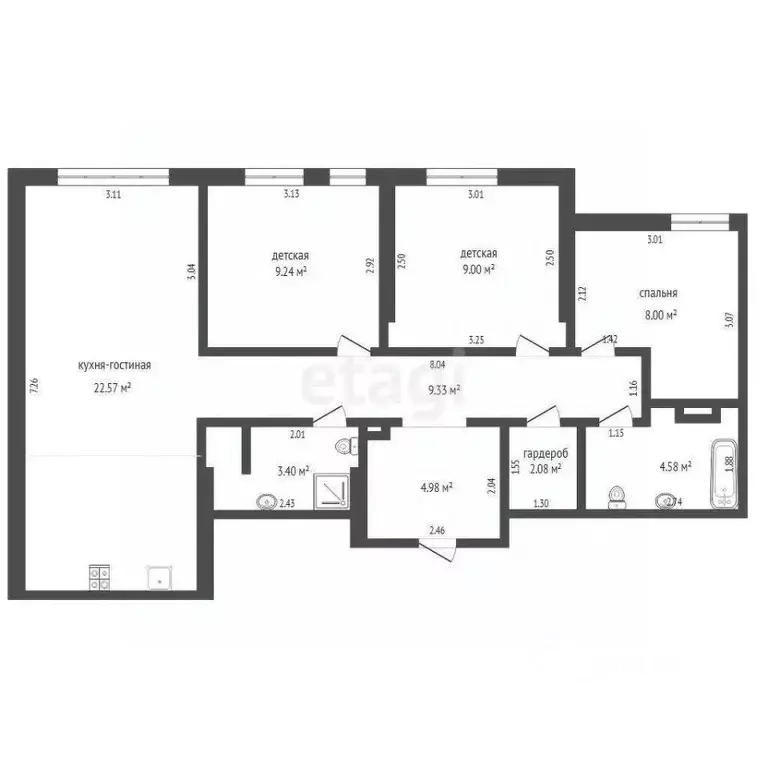 3-к кв. Тюменская область, Тюмень Харьковская ул., 76 (72.0 м) - Фото 1