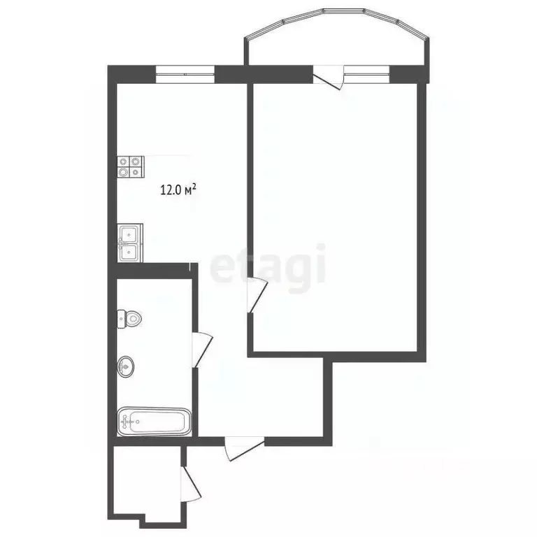 1-к кв. Тюменская область, Тюмень ул. Героев Космоса, 13 (34.8 м) - Фото 1