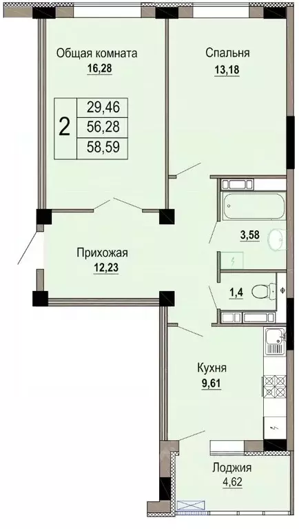 2-к кв. Белгородская область, Старый Оскол Степной мкр, 33Д (58.59 м) - Фото 0