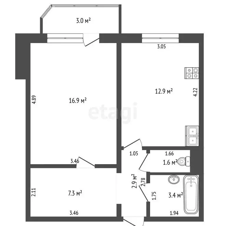 1-комнатная квартира: Тюмень, Широтная улица, 167к2 (45 м) - Фото 1