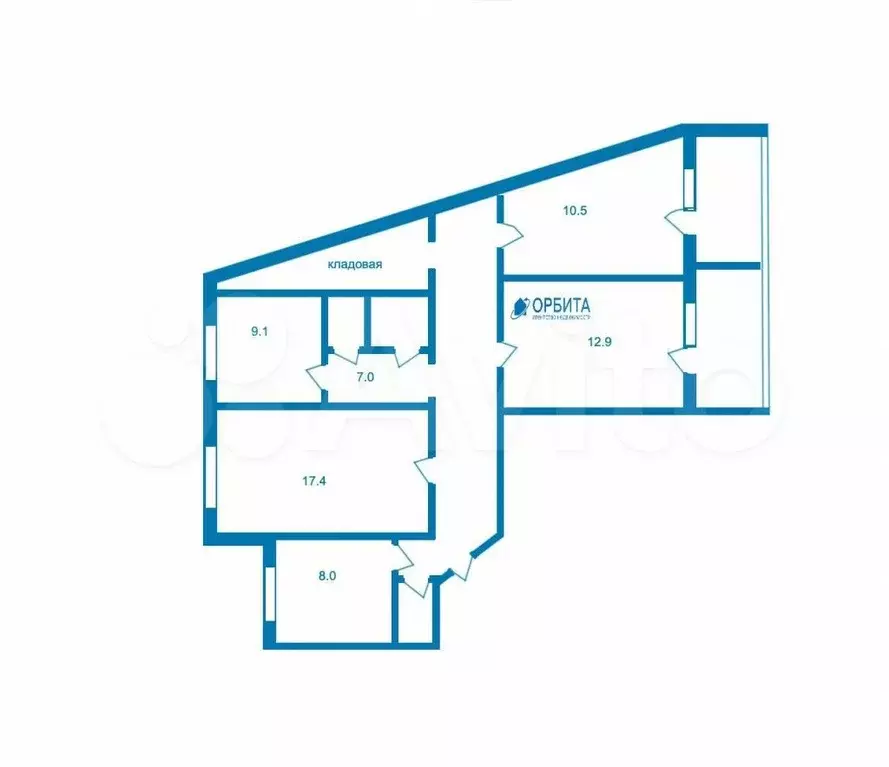 4-к. квартира, 84,1 м, 8/9 эт. - Фото 0