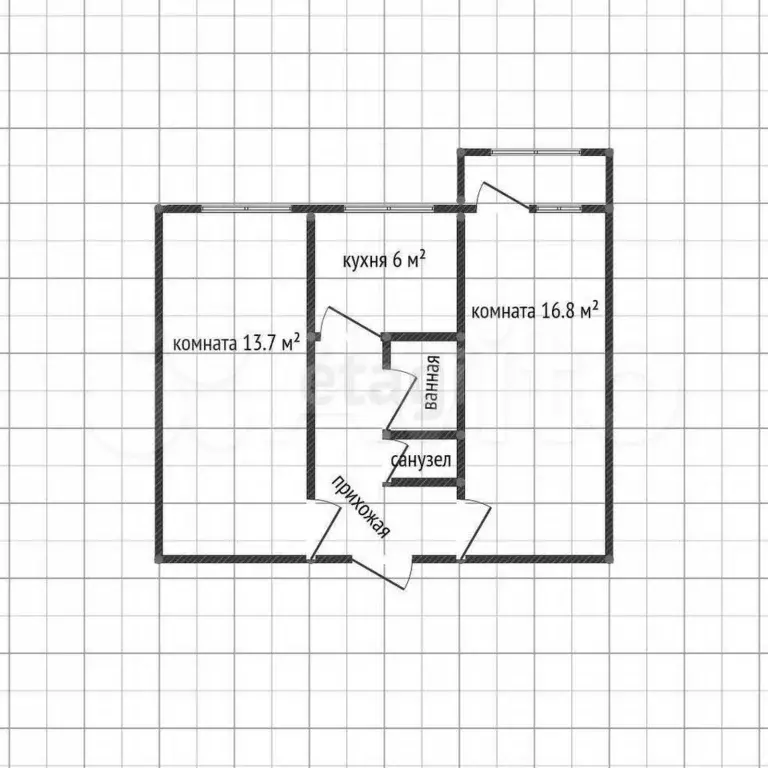 2-к. квартира, 45,3 м, 4/5 эт. - Фото 0