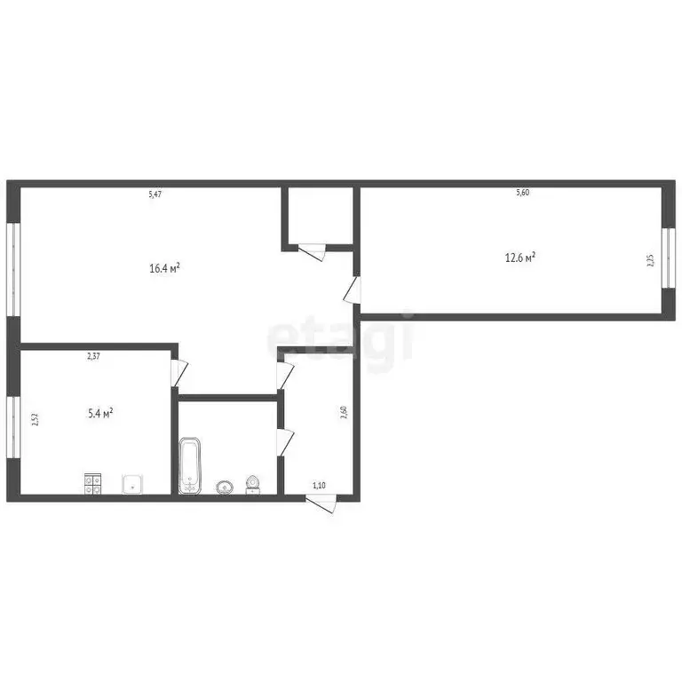 2-комнатная квартира: Прокопьевск, улица Кучина, 22 (41 м) - Фото 0