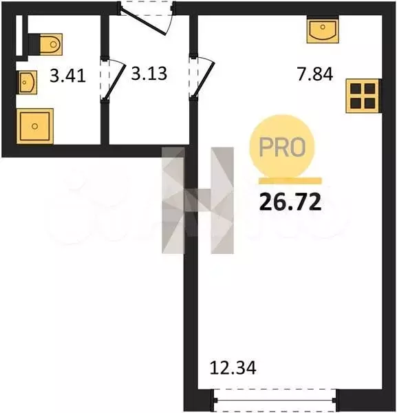 Квартира-студия, 26,7 м, 11/24 эт. - Фото 0