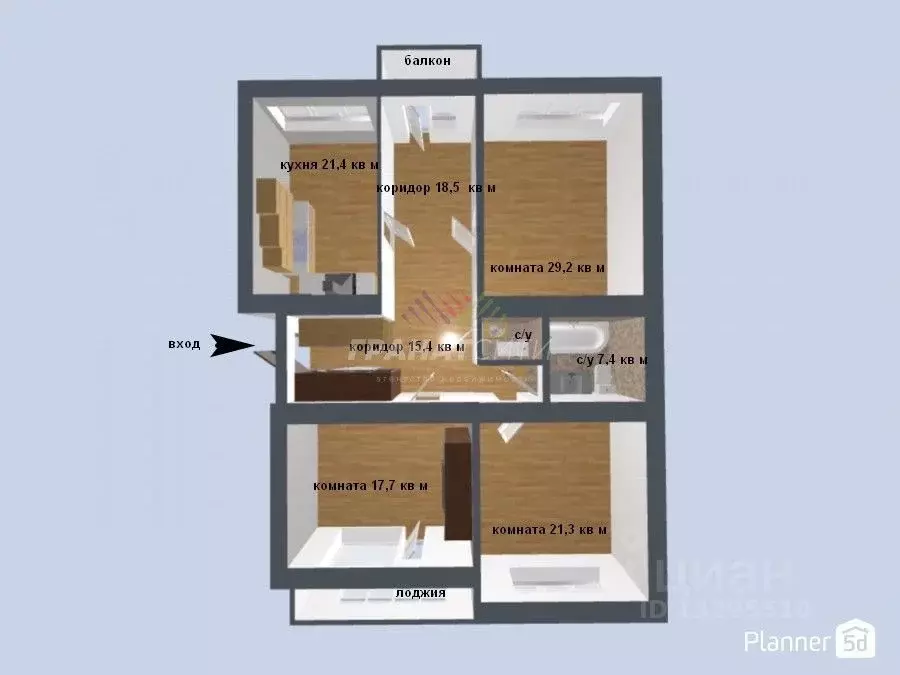 3-к кв. Омская область, Омск ул. Крупской, 25/1 (133.0 м) - Фото 1