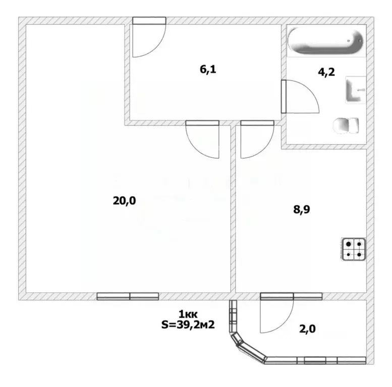 1-к кв. Калининградская область, Калининград Киевская ул., 118А (39.2 ... - Фото 2