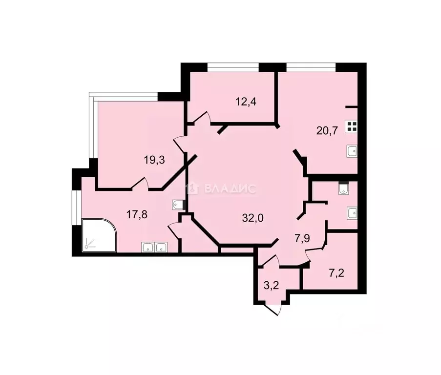 3-к кв. Москва 1-й Смоленский пер., 17 (130.0 м) - Фото 1