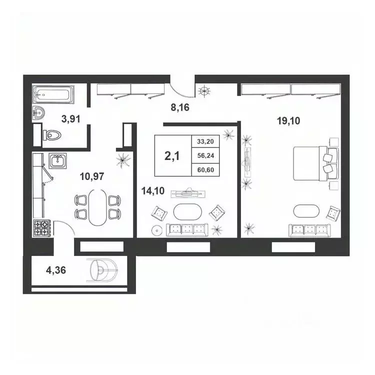2-к кв. Новгородская область, Великий Новгород ул. Якова Павлова, 15 ... - Фото 1