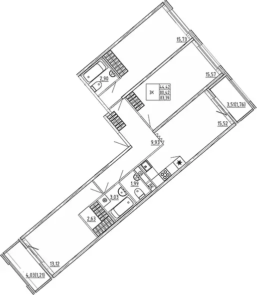 Продаётся 3-к квартира, 83.39 м - Фото 0