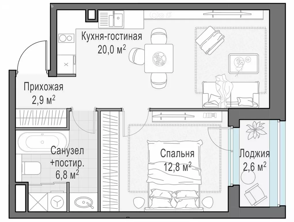 1-комнатная квартира: Мытищи, жилой комплекс Белый Grad, к11.1 (42.2 ... - Фото 0