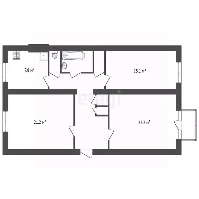 3-к кв. Челябинская область, Челябинск Туруханская ул., 39 (88.2 м) - Фото 1