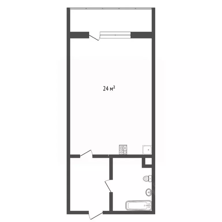 Студия Ханты-Мансийский АО, Сургут ул. Крылова, 26 (24.0 м) - Фото 1