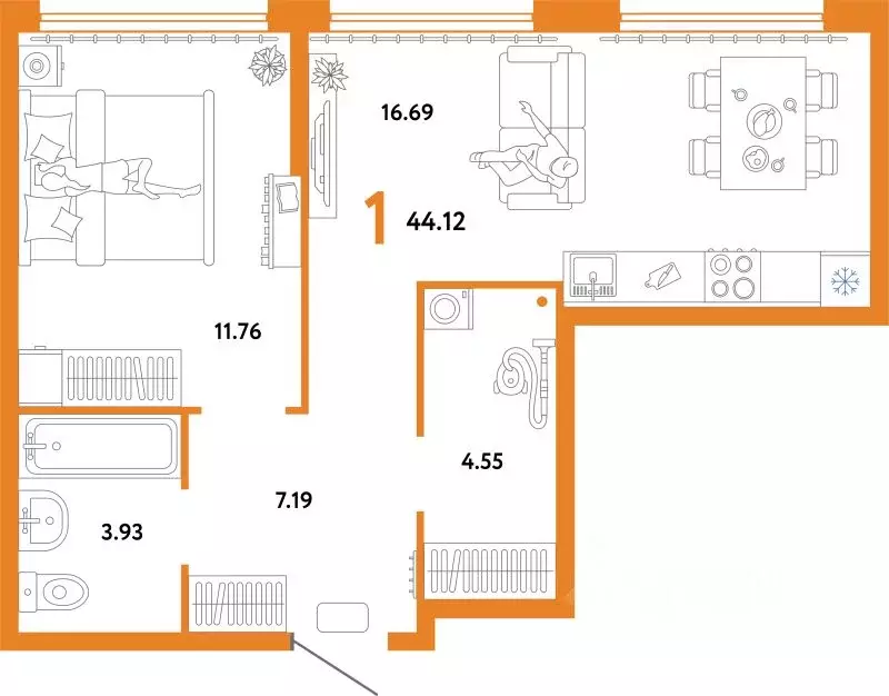 1-к кв. Свердловская область, Екатеринбург ул. Шефская, 22А (44.12 м) - Фото 1