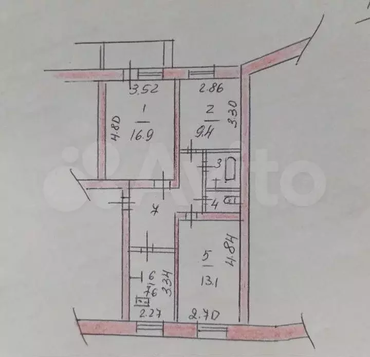 3-к. квартира, 59,7 м, 1/5 эт. - Фото 0
