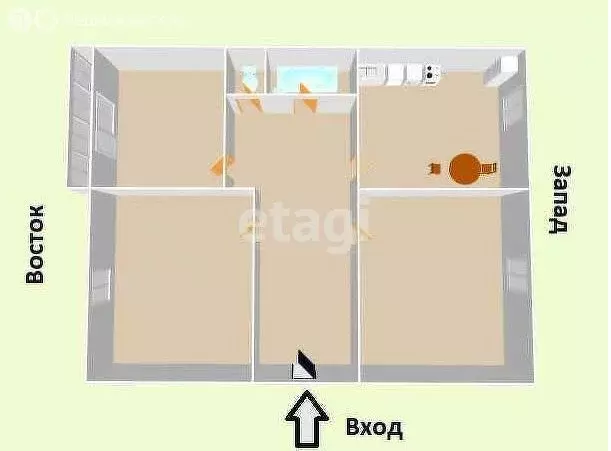 2-комнатная квартира: Таранай, Центральная улица, 7А (58 м) - Фото 1