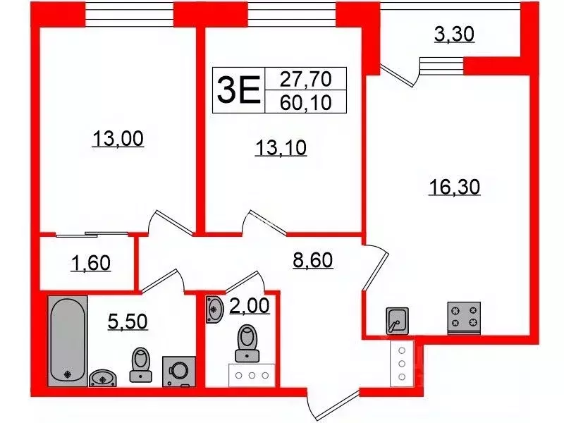 2-к кв. Санкт-Петербург ул. Среднерогатская, 13к1 (60.1 м) - Фото 1