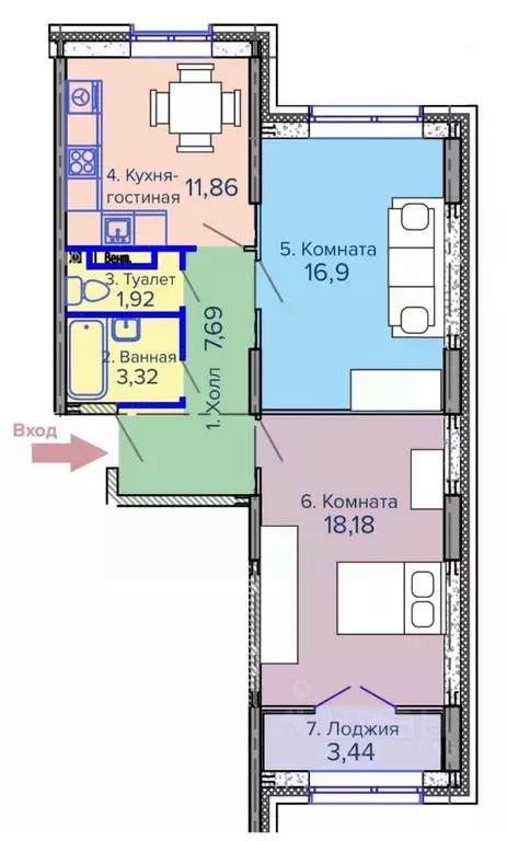 2-к кв. Пермский край, Березники  (63.31 м) - Фото 1