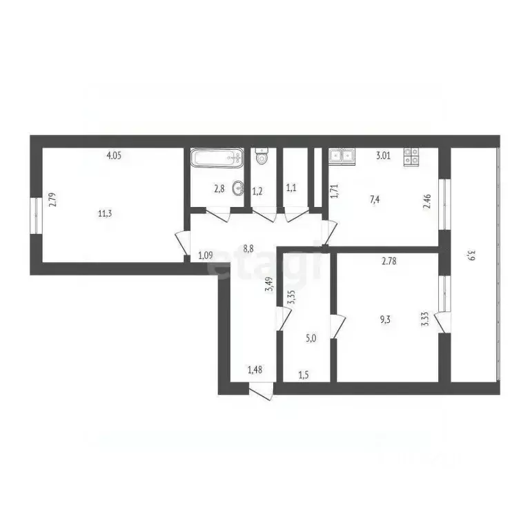 2-к кв. Крым, Сакский район, с. Крымское ул. Парковая (50.8 м) - Фото 1