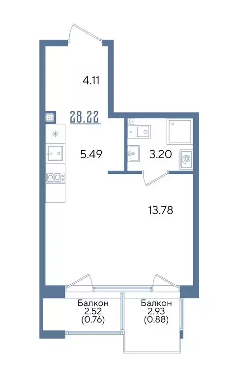 Квартира-студия: Казань, Авиастроительный район (28.22 м) - Фото 1