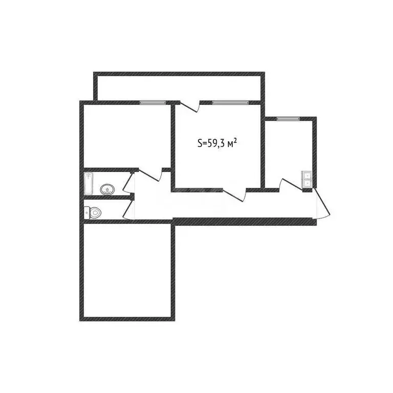 3-комнатная квартира: Бийск, улица Георгия Прибыткова, 1 (59.3 м) - Фото 1