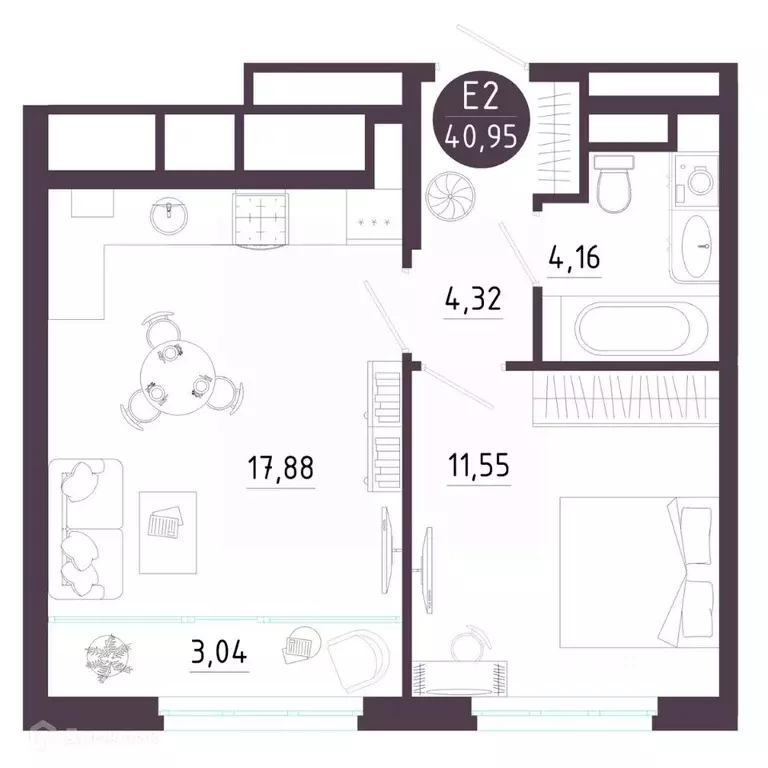 1-к кв. Рязанская область, Рязань Московское ш. (40.95 м) - Фото 1
