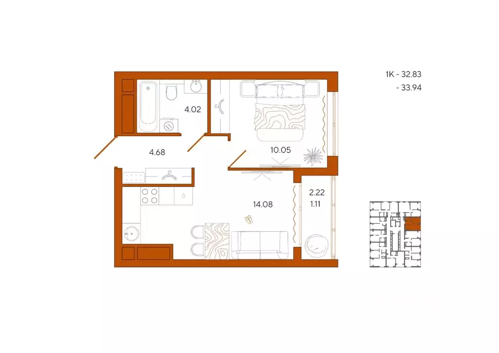 1-к кв. Пензенская область, Пенза Терра жилой комплекс (33.94 м) - Фото 0