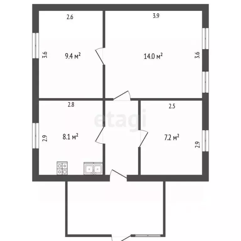 3-к кв. Калужская область, Дзержинский район, Совхоз Чкаловский с/пос, ... - Фото 2