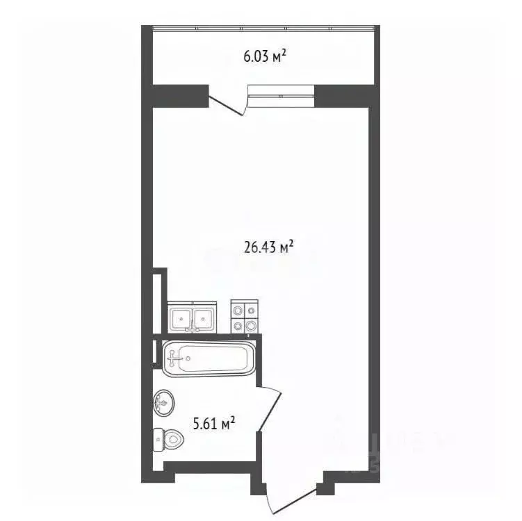 Студия Ростовская область, Ростов-на-Дону Пушкинская ул., 97 (37.0 м) - Фото 2