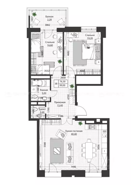 3-к кв. Татарстан, Казань Московская ул. (99.0 м) - Фото 0