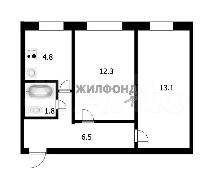 2-к. квартира, 38 м, 2/2 эт. - Фото 0