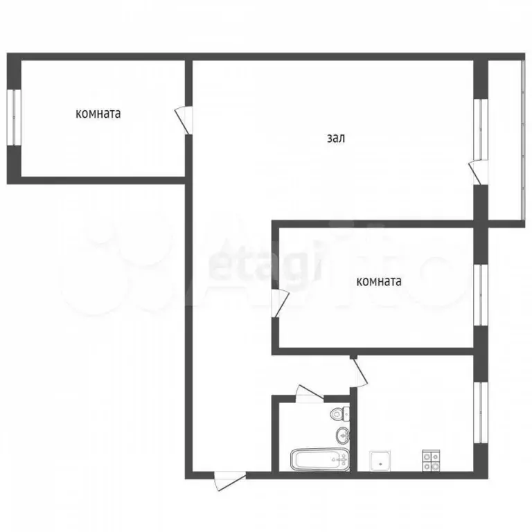 3-к. квартира, 59,8 м, 5/5 эт. - Фото 0