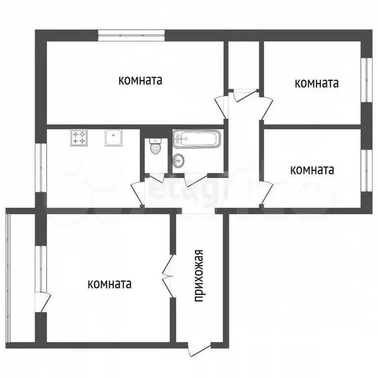 4-к. квартира, 77,6 м, 7/9 эт. - Фото 0