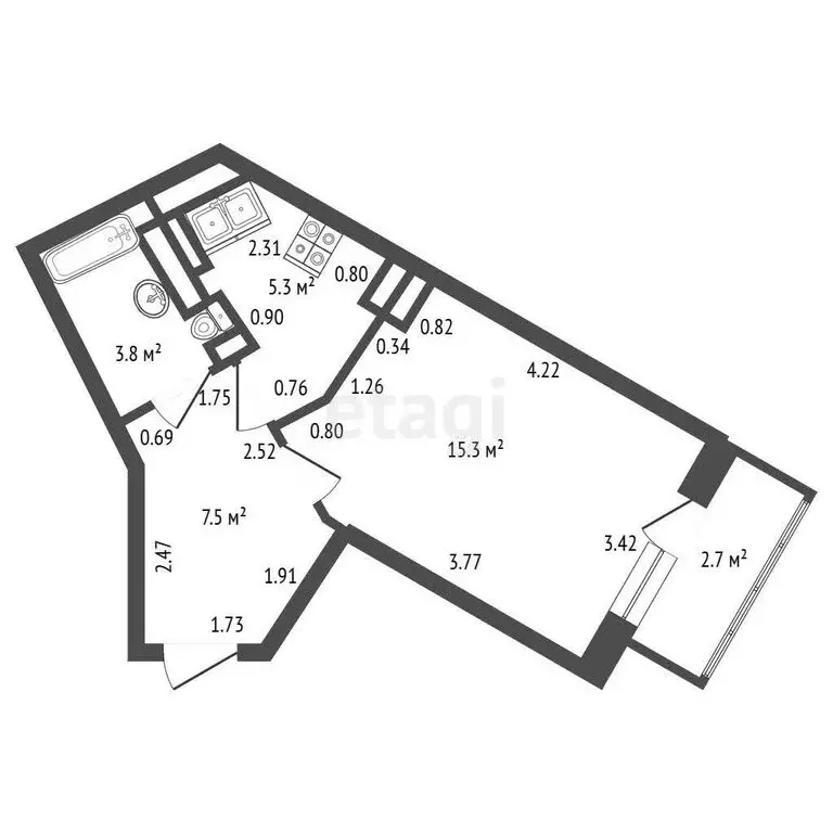 1-комнатная квартира: Санкт-Петербург, улица Оптиков, 47к1 (31.9 м) - Фото 1