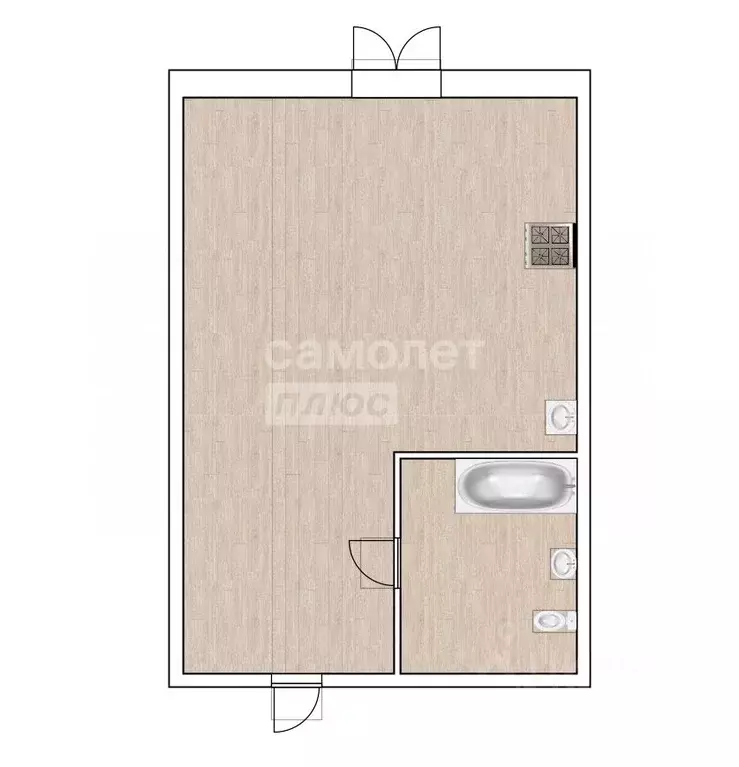 Студия Тюменская область, Тюмень Одесская ул., 20 (18.0 м) - Фото 2