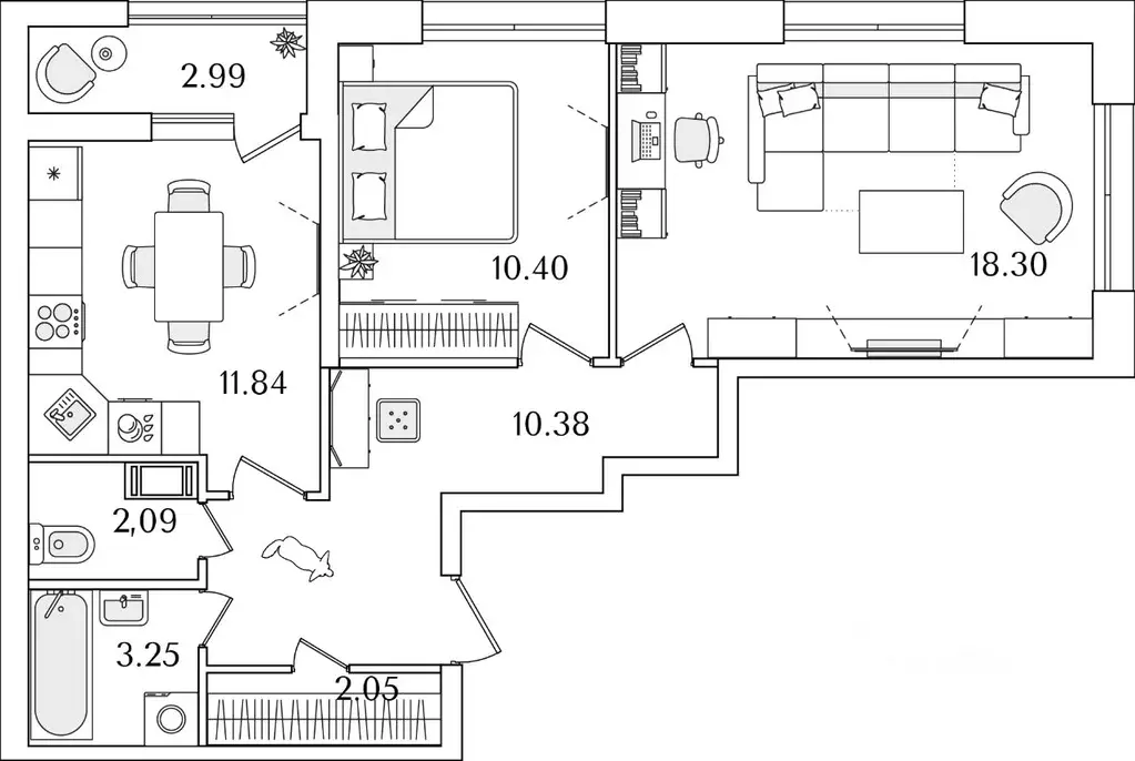 2-к кв. Санкт-Петербург Полюстрово тер.,  (59.81 м) - Фото 0