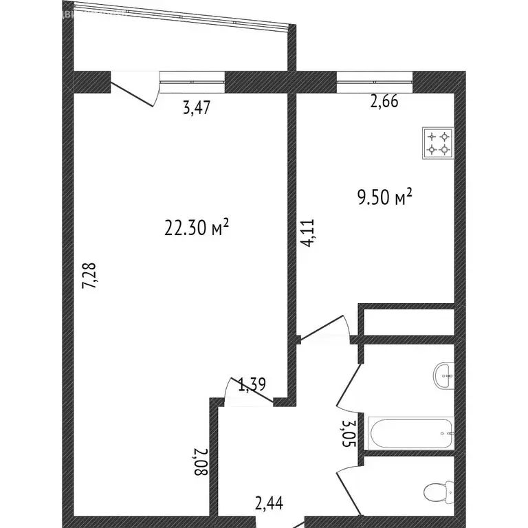 1-комнатная квартира: Белгород, улица Есенина, 8А (41.4 м) - Фото 0