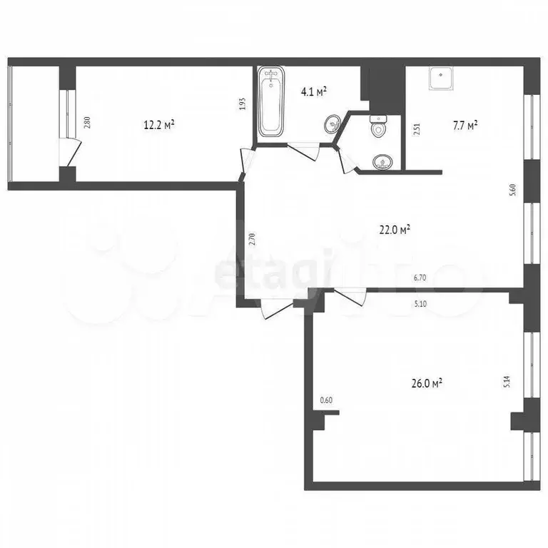 3-к. квартира, 75,1 м, 2/9 эт. - Фото 0
