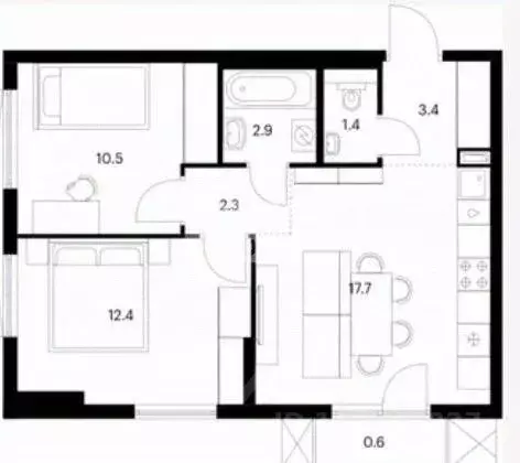3-к кв. Москва Варшавское ш., 282к2 (52.0 м) - Фото 1