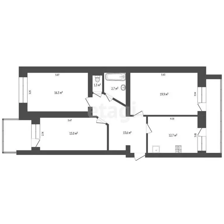 3-комнатная квартира: Вологда, Ленинградская улица, 144 (93.7 м) - Фото 0