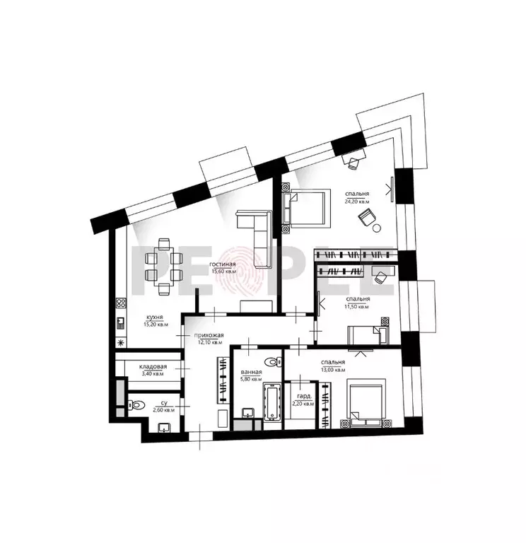 4-к кв. Москва ул. Народного Ополчения, 15К3 (108.0 м) - Фото 1