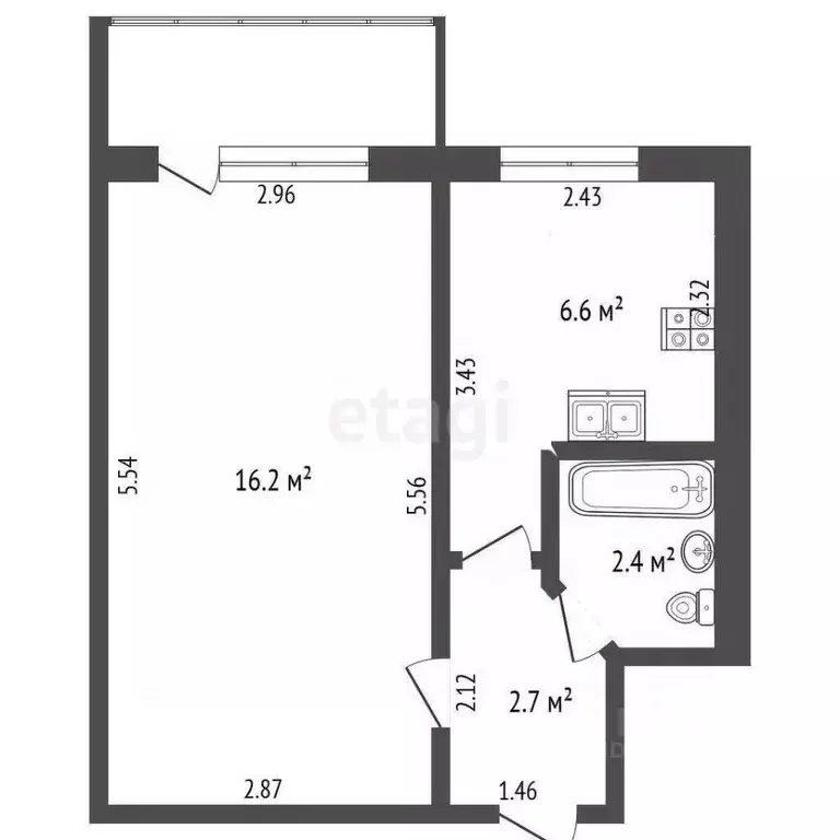 1-к кв. Крым, Первомайское пгт ул. Спортивная (27.9 м) - Фото 1