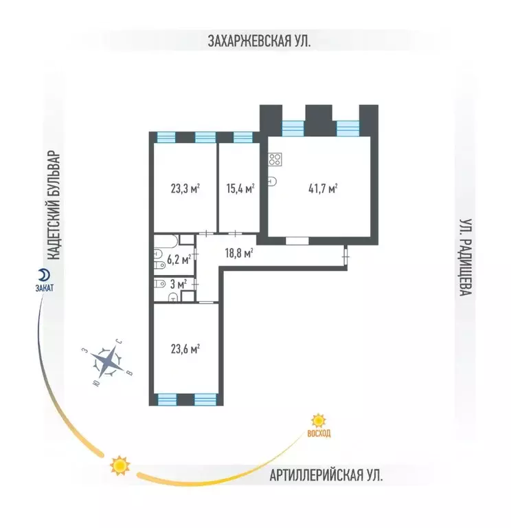 3-к кв. Санкт-Петербург, Санкт-Петербург, Пушкин Захаржевская ул., 14 ... - Фото 1