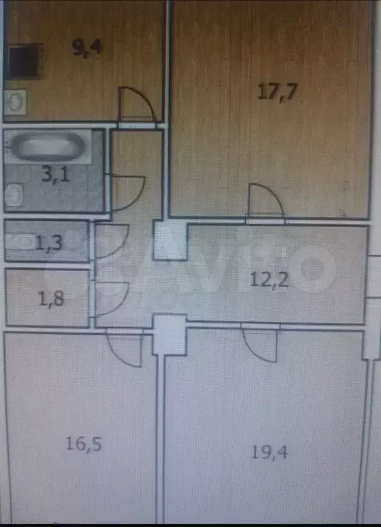 3-к. квартира, 81,1 м, 2/4 эт. - Фото 0
