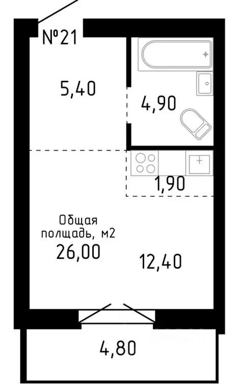 Студия Алтайский край, Барнаул ул. Никитина, 12 (26.0 м) - Фото 0