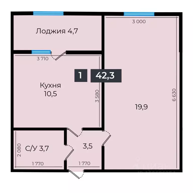 1-к кв. Ставропольский край, Ставрополь ул. Южный обход, 53В (42.1 м) - Фото 1