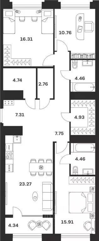 3-к кв. Тульская область, Тула ул. Болотникова, 4 (107.0 м) - Фото 1