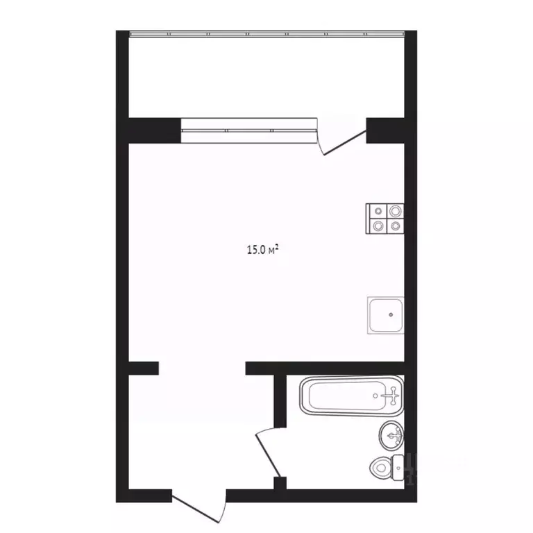 Студия Тюменская область, Тюмень Харьковская ул., 85а (27.1 м) - Фото 2